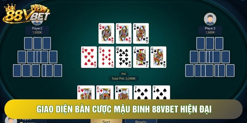 Giao diện bàn cược mậu binh 88VBET hiện đại