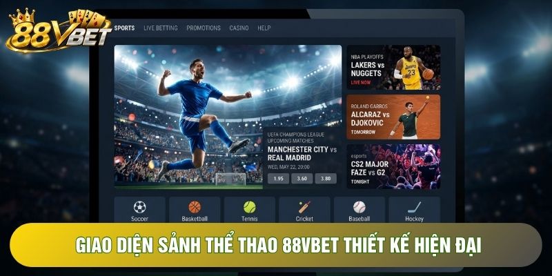 Giao diện sảnh thể thao 88VBET thiết kế hiện đại